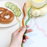 Pailles en verre borosilicate écologiques transparentes de 8 mm, pailles ondulées en verre, pailles réutilisables colorées transparentes en vrac pour boissons