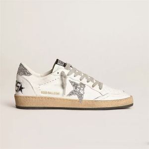 Golden Women Mens Star Leather Lace-up Light Weight Chunky Platform Running Shoes Metallic <b>Glitter</b> Sneakers Walking Style - Product Image 5