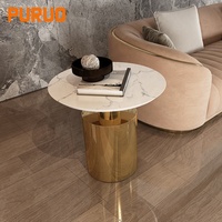 Pfuluo — meuble de salon, petites étagères dorées en acier inoxydable, avec dessus en marbre blanc, table latérale en métal