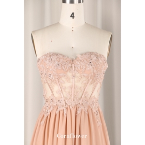 Aline transparente Fishbone bordado rebordear satén largo Vestido De noche Chaozhou Factory's Modern Bridesmaid Vestido De <span class=keywords><strong>Fiesta</strong></span> - Product Image 4