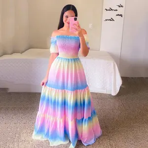 GDTEX Custom High Quality Back Ball Gown Off Shoulder Floral Printing Skirt Prom Dress For Birthday Party Club Dress