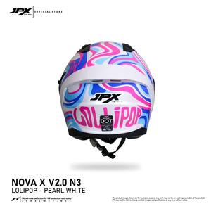 El casco de media cara JPX Nova X V2 Motif N3 con doble visera combina un diseño elegante y motivos audaces para un estilo y protección inigualables. - Product Image 4