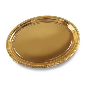Одноразовая пластиковая тарелка золотистого/серебристого/розового/золотого цвета, тарелки для быстрого питания на свадьбу, вечеринку, пикник, барбекю, кафетерий