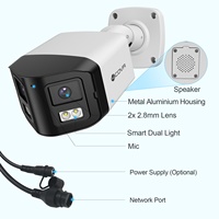 Cámara Bullet PoE de 8MP con Doble Lente y 180° de Visión, Luz Dual Inteligente, Audio Bidireccional, IP67, H.265, IA, VCA para Cobertura de Área Amplia 4COVR