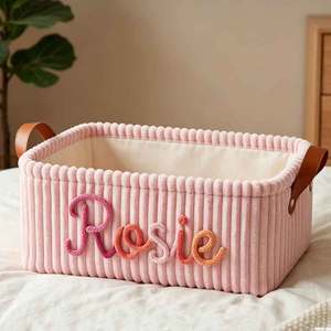 Panier de rangement rectangulaire en tissu personnalisé avec nom, pour organiser les jouets des enfants, pour chambre d'enfant, usage domestique - Product Image 1
