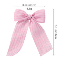 IFOND Vente en gros de pinces à cheveux en coton et lin rayé avec long ruban pour petites filles