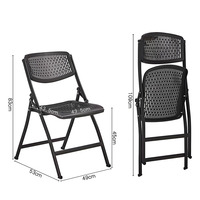 Chaise de conférence pliable avec assise en maille plastique, structure métallique, empilable, ergonomique pour bureau et salle à manger