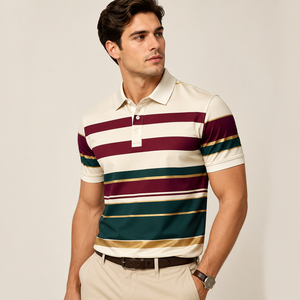 Polos Vintage para Hombre, Camisa Polo a Rayas, Estilo Preppy, Mezcla de Algodón Clásica, Ropa Casual para Hombre, Estilo Country Club - Product Image 2