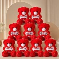 Ours en peluche rouge à paillettes de 21 cm avec boucle de suspension, cœur « Je t'aime », animaux en peluche doux, cadeau de la Saint-Valentin pour petite amie