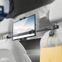 Support de tablette réglable en plastique pour appuie-tête de voiture avec fixation bilatérale pour iPad/tablettes et smartphones, 2 crochets