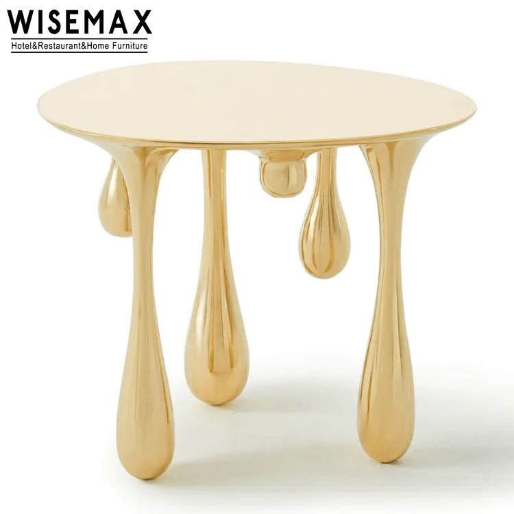 أثاث غرفة الطعام الحديث WISEMAX ذهبي طاولة عشاء فاخرة على شكل قطرة للمنزل
