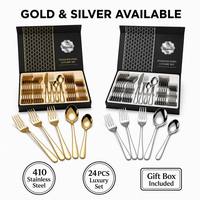 Ensemble de couverts en acier inoxydable, boîte cadeau, réutilisable, passe au lave-vaisselle, pour mariage, restaurant, restauration, vente en gros