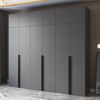 Armoire de chambre moderne en panneaux de particules MDF avec portes vitrées, taille personnalisable, meuble de rangement pour villa, coiffeuse