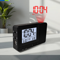 DCF Digital Projection Clock Funk gesteuerte LED 180 Schalter zeigt Zeit temperatur Wohnzimmer Büro