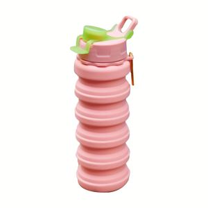 Botella de Agua Plegable de Silicona de 500 ml con Logotipo Personalizado, a Prueba de Fugas, con Mosquetón para Deportes al Aire Libre - Product Image 4
