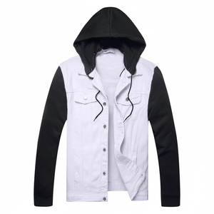 Chaqueta de Mezclilla con Capucha para Hombre, Corte Regular, 100% Algodón, Resistente al Viento, Ecológica, Estilo Urbano - Product Image 1