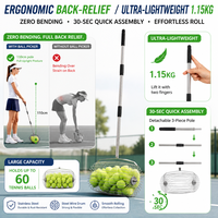 Ramasseur de balles de tennis léger de 1,15 kg, ergonomique, pour soulager le dos, pour l'entraînement