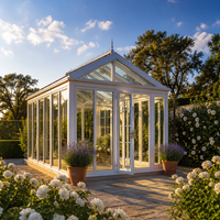 Véranda en aluminium isolée avec toit en pente Meixin, résistante à l'eau et au vent, avec bande lumineuse LED en option, pour jardin et patio