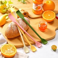 Spatule-cuillère en silicone double face 2-en-1 réutilisable pour crème cosmétique, confiture, miel et maquillage