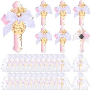 Imanes de nevera con cruz de epoxi, cruz de primera comunión con flor, recuerdos cristianos, regalo <span class=keywords><strong>para</strong></span> bautizo, bautizo de bebé, fiesta de baby shower - Product Image 2