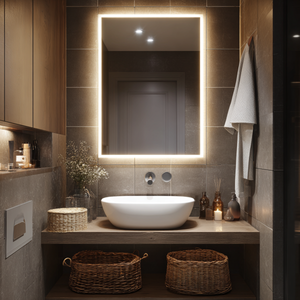 กระจกห้องน้ำติดผนังแบบสัมผัส สไตล์คลาสสิก เป็นมิตรกับสิ่งแวดล้อม พร้อมไฟ LED กันน้ำ แสดงเวลา ปรับแต่งขนาดได้ เหมาะสำหรับโรงแรม - Product Image 4