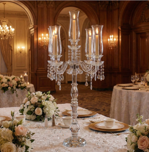 K62 40 pouces 5 bras Bougeoir en cristal de qualité supérieure Bougeoir à chandelle avec chaînes de lustre 5 têtes Bougeoir à chandelle - Product Image 1