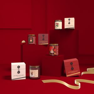 JCM, venta al por mayor, personalizado, lujo, decoración del hogar, fragancia, tarro de cristal ámbar, cera de soja, vela perfumada de Navidad, juego de regalo - Product Image 1