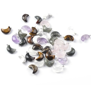 Cliobeads 1 pieza <span class=keywords><strong>precio</strong></span> 18X25MM diseño de <span class=keywords><strong>luna</strong></span> creciente labradorita Unakite amapola jaspe cuarzo rosa Colgante de Piedra Natural - Product Image 1