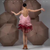 Robe de danse pour femmes TONGYANG, vêtements de pratique de danse latine, robe à franges dos nu, robe de performance rose pour compétition de danse