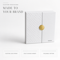 Boîte cadeau magnétique à double porte avec bord biseauté personnalisé, papier coton blanc gaufré