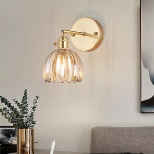 Japanese Retro Brass Glass Wall Lamp Simple Modern Nordic Creative LED Recessed Stone for Bedroom Aisle Factory Wholesale - Product Image 2