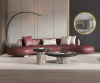 Nordischer Stil Luxuriöses Modernes Ledersofa-Set, Leichte Bogenförmige Kombination für Hotel- und Apartment-Wohnzimmer-Möbelsofa