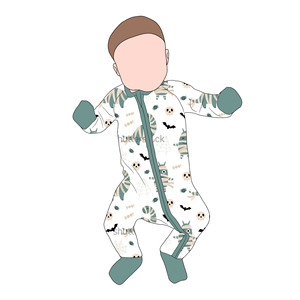 Piyama Bayi Bambu Motif Pink Halloween Merek Terkenal Custom Romper Bayi Bambu Lembut dengan Ritsleting untuk Anak Laki-laki dan Perempuan Grosir - Product Image 6