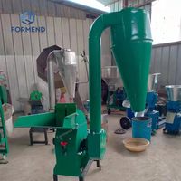 Broyeur à marteaux multifonctionnel haute efficacité pour cosses de riz et farine de maïs avec moteur, capacité 300 kg/h, 220V/380V