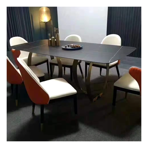 Moderno tavolo da pranzo all'aperto 80x140 80x160 90x180cm da banco nero pietra artificiale lucidata superficie di piastrelle di ceramica - Product Image 1