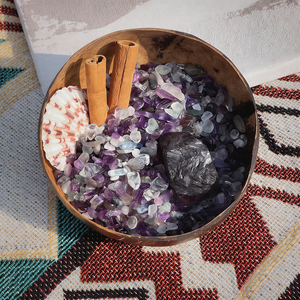 Cuenco de Cuarzo LANJO con Forma Redonda y Virutas de Cristal Natural en Cuenco de Cáscara de Coco para Decoración del Hogar - Product Image 2