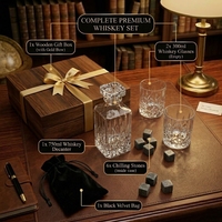 Shunstone - Juego de Regalo de Decantador de Whisky de Cristal Estilo Antiguo de 750 ml y Vasos de Whisky para Hombres Amantes del Whisky y el Bourbon