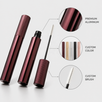 Tubes de mascara vides en aluminium rechargeables, diamètre 15 mm, avec bouchon à vis et applicateur, contenant cosmétique écologique, OEM ODM, vente en gros