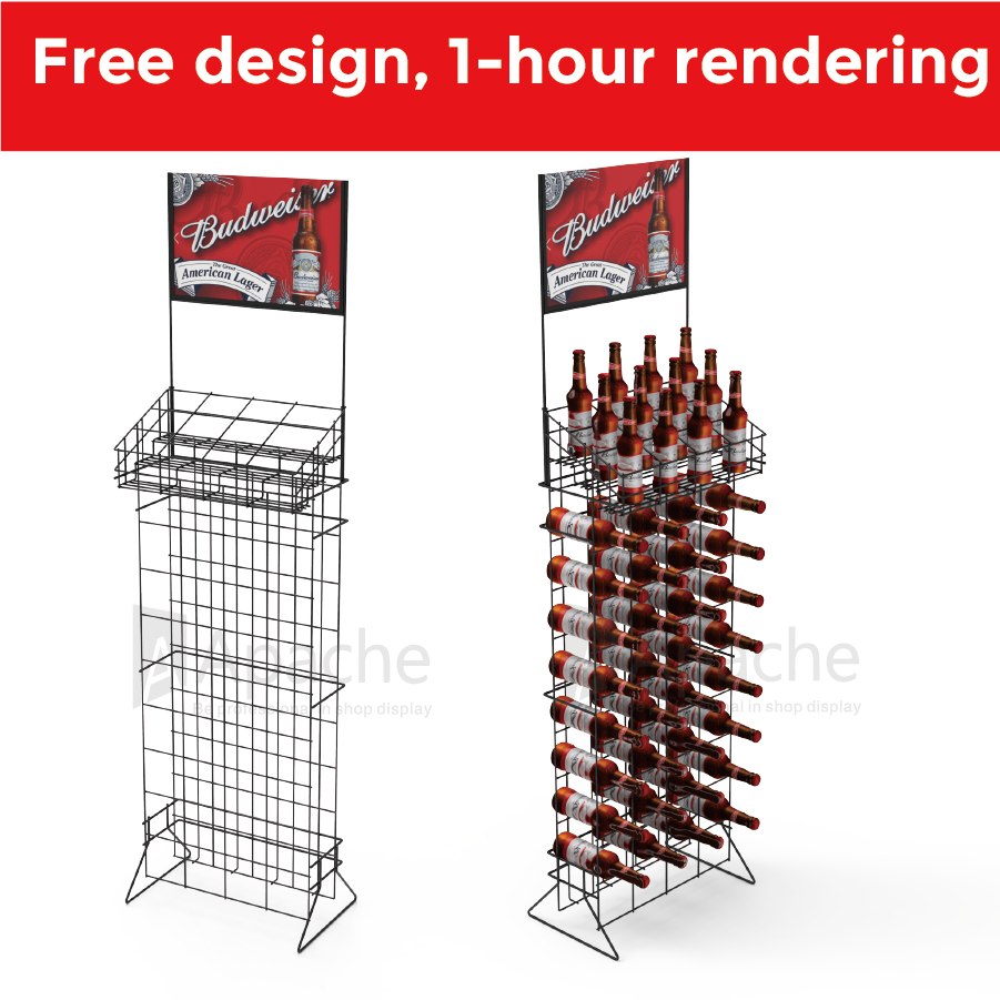 Apache Customized Mental Beverage Display Stand Iron Wire Stand Easy Assembly for Retail Shop — view 3