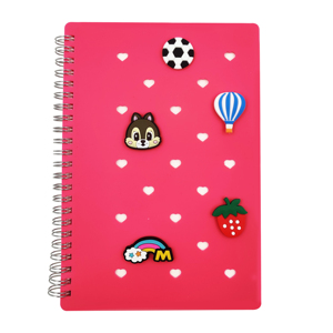 Carnet en papier personnalisé, souple, imperméable, en silicone, format A5, reliure spirale, avec accessoire de dessin animé - Product Image 4