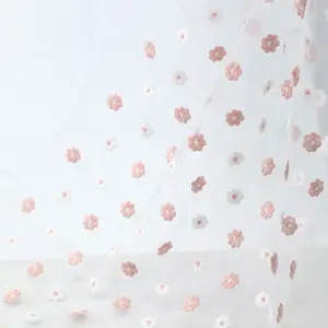 Tela de encaje de Organza con bordado Floral de ciruela 3D, tejido de encaje suave de red de Organza para vestido de novia de boda