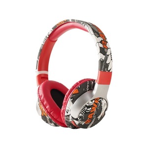 Headphones <b>Wireless</b> <b>Bluetooth</b> Over Ear Dynamic <b>Microphone</b> Red Graffiti Design Sports Music - Product Image 1