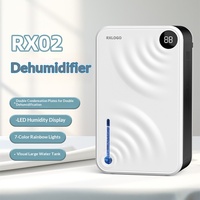 Deshumidificador con Panel Táctil LED HD, para Uso Doméstico y Hotelero, Silencioso, Eliminación de Humedad, Unidad de Descongelación, Diseño Corrugado, Capacidad de 2.4L