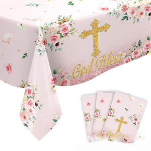 Nouveau-né baptême fête <span class=keywords><strong>vaisselle</strong></span> ensemble <span class=keywords><strong>jetable</strong></span> papier assiette serviettes tasse pour bébé baptême élégant Table décoration - Product Image 3