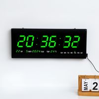 Jam Dinding LED Digit Besar dengan Alarm, Tampilan Waktu 24 Jam, Lampu Latar, Perlengkapan Kantor Sekolah Rumah, Mode Malam, Layar LED Besar
