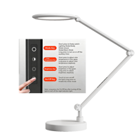 Lampe de bureau LED à intensité tactile, en métal, design contemporain, éclairage supérieur et inférieur, alimentation CA, pour bureau, nail art, chambre et étude