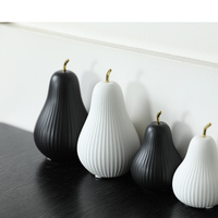 Sculpture de poire en céramique minimaliste nordique, ornement de poire rayé blanc, décoration de centre de table pour mariage et maison