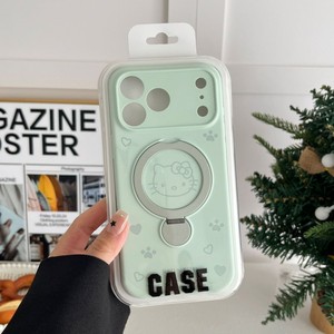 เคสโทรศัพท์มือถือซิลิโคนลายการ์ตูนแมว Kt สีพื้น พร้อมขาตั้งแม่เหล็ก สำหรับ iPhone 17 16 15 pro max ป้องกันการกระแทก พร้อมที่จับด้านหลัง - Product Image 5