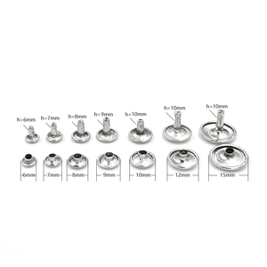 5/6/7/8/9/10/12/15mm Rivets en métal argent Bronze <span class=keywords><strong>dor</strong></span>é noir Rivets en cuir Double face accessoires de bagages couvercle à pression en métal - Product Image 2