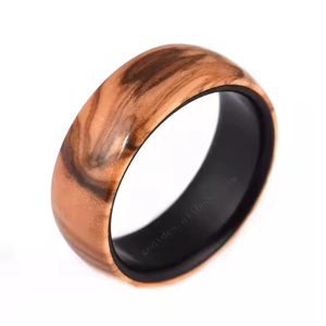 Gentdes Jewelry Handmade 8mm Dome Natur oliven holz Innen Wolfram ringe Ehering <span class=keywords><strong>Ring</strong></span> - Product Image 1